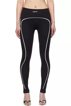 Штампованные бесшовные спортивные леггинсы Off-White, черный