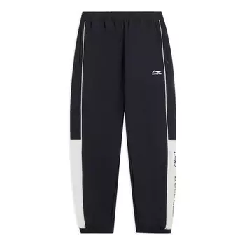 Штаны для повседневной носки, свободные тканые штаны для бега Li-Ning, черный