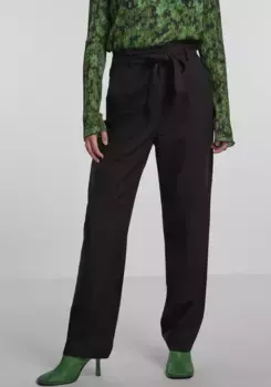 Штаны из бумажного пакета "PCBOSELLA HW PAPERBAG STRAIGHT PANTS NOOS" Pieces, черный