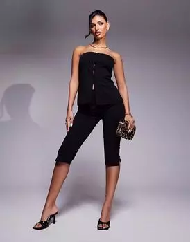 Штаны-капри ASOS DESIGN coord с разрезами по бокам черного цвета