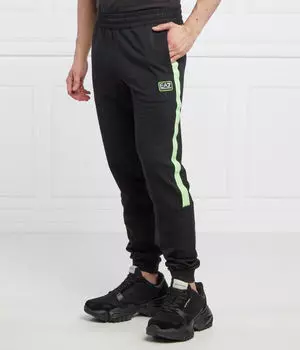 Штаны спортивные Ea7 Regular Fit, черный / салатовый
