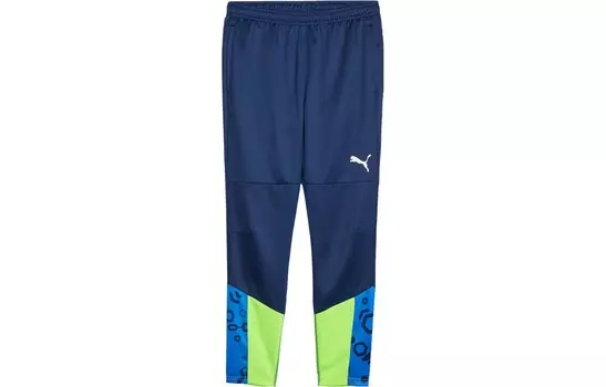 Штаны спортивные IndividualCUP Knit мужские темно-синие - зеленые Puma, темно-синий/зеленый