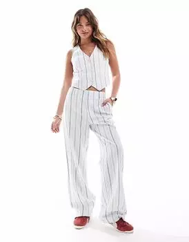 Штаны Stradivarius coord, имитирующие льняной материал, в полоску