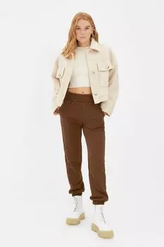 Штаны Trendyol спортивные из плотного флиса, коричневый