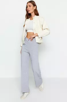 Штаны Trendyol спортивные меланжевые с деталью на талии, серый