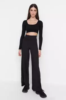Штаны Trendyol спортивные с широкой талией, черный