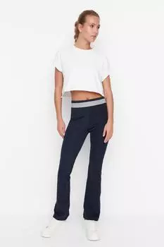 Штаны Trendyol спортивные свободного кроя с расклешенными штанинами, темно-синий