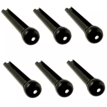 Штифты для акустической гитары с точками-черные (6) Allparts Guitar Doted Bridge Pins-Black