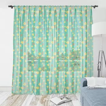 Штора Abakuhaus Bltter 2 шт, 274x210x0,5 см цвет sea green und senf