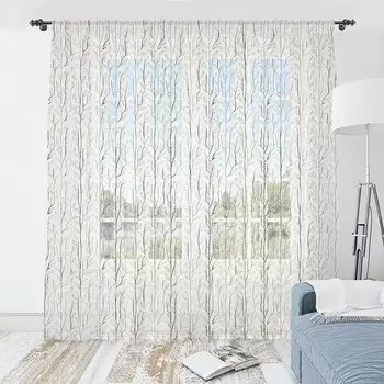 Штора Abakuhaus Bltter Typ A 2 шт, 274x220x0,5 см цвет eierschalenfarben dunkles kieferngrn