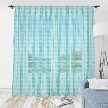 Штора Abakuhaus Welle 2 шт, 274x135x0,5 см цвет kadett blau seafoam