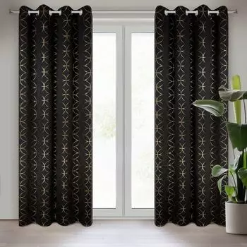 Штора ADA бежевая 140х270 см с рюшами на ленте Eurofirany, черный