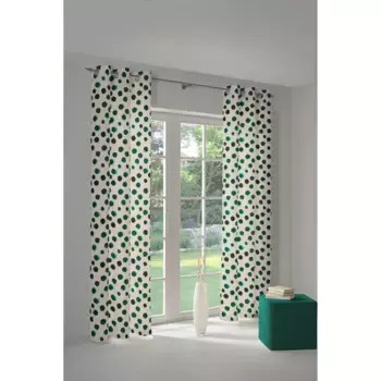 Штора Адам «Точки», (1 шт.), экологически чистые материалы Adam, цвет naturwei/dunkelgrn