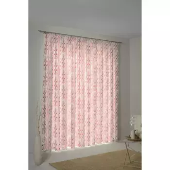 Штора Adam «Волна», (1 шт.), изготовлена из экологически чистого органического хлопка, красный/натуральный/розовый