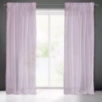 Штора АМАНДА бежевый 140х250 см люверсы штора на люверсах Eurofirany, фиолетовый