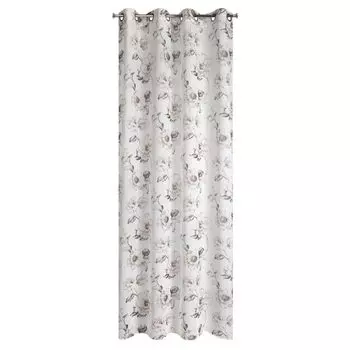 Штора Basic Dot dots натурально-белая 245см от SCHNER LEBEN. Подвеска дымчатая петлевая лента Eurofirany, коричневый