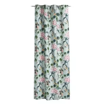 Штора бирюзовая 140х245 см полупрозрачная шелковистая глянцевая петля для штор петля для штор BigBuy Home, бирюзовый