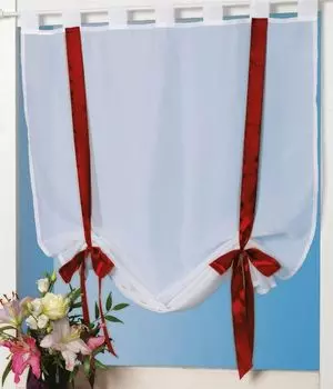 Штора Бистро 100х160 см желтые петли Римская штора полупрозрачная Haus und Deko, бордовый