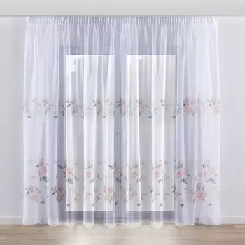 Штора-бистро с люверсами, размеры: 60x160см, цвет: синий. Dekoria, белый