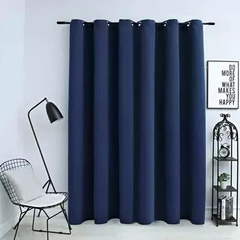 Штора блэкаут с металлическими люверсами черная 290 х 245 см DKD HOME DECOR, синий
