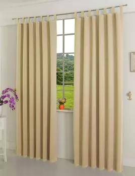 Штора блэкаут с подвесом на люверсах, однотонная серая, 135х250см Astek, бежевый