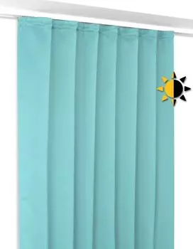 Штора блэкаут с рюшовой тесьмой U-образная полоса, штора блэкаут непрозрачная затемнение, размер и цвет на выбор (светло-коричневый ширина 140 см. Высота 175 см) Beautex, голубой