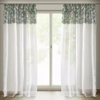 Штора CAREN бело-голубая 140х250 см люверсы штора на люверсах Eurofirany, белый