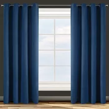 Штора Design91 ADORE бежевый 140х250 см люверсы штора на люверсах Eurofirany, темно-синий