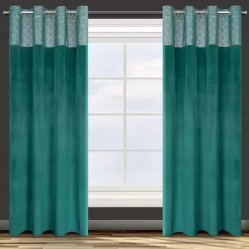 Штора Design91 BARI белая бирюза 140х250 см люверсы штора на люверсах Eurofirany, бирюзовый