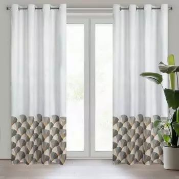 Штора Design91 MIA бело-синяя 140х250 см люверсы штора на люверсах Eurofirany, белый