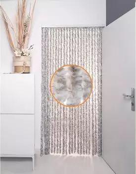 Штора для защиты от насекомых, флисовая штора, дверная штора, 100 х 200 см, защита от мух синели, серый/белый Defactoshop