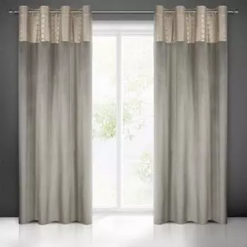 Штора ELEN черное шампанское 140х250 см люверсы штора на люверсах Eurofirany, серебро