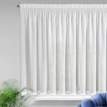 Штора ЕЛЕНА белый комплект 140х270 см с рюшами на лентах-нитках Eurofirany