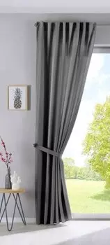 Штора Gardinenboxe Cationic Seidenmatt Landhaus, 140x250x1 см, серый