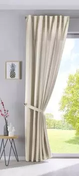 Штора Gardinenboxe Cationic Seidenmatt Landhaus, 140x250x1 см, песочный