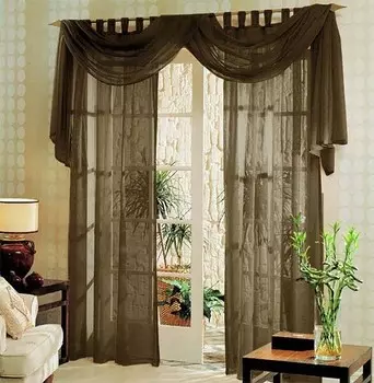 Штора Gardinenboxn Set Voile Querbehang Uni, 140x245x1 см, коричневый