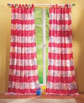 Штора Gardinenboxnset mit Tieren fr Kinder, 140x245x1 см, розовый