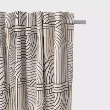 Штора геометрия натуральное черное золото 245см или WL от SCHNER LEBEN. Подвесные петельки Schner-Leben