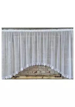 Штора готовая 300х160, вуаль белая, цветок гипюра 15см. FirankoMania