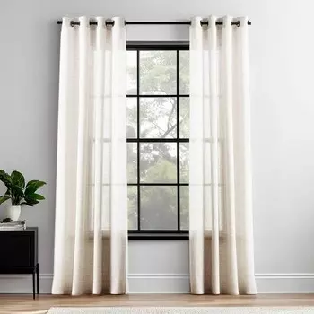 Штора HOOMstylen Halbtransparant mit sen, 1x270x140 см, кремово-белый