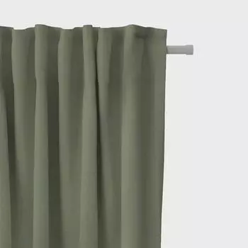 Штора КРИСТИ зеленая 140х270 см, лента с рюшами Schner-Leben, зеленый