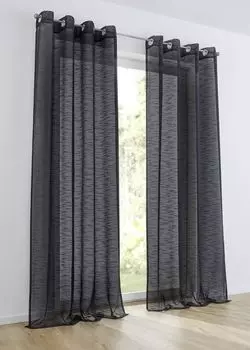 Штора Кутти Кельтский антрацит с люверсами. Простая в уходе штора, имитирующая льняную ткань. Полупрозрачный, с фантазийной пряжей. (1 шт.)(140 х 175 см) Kutti, серый