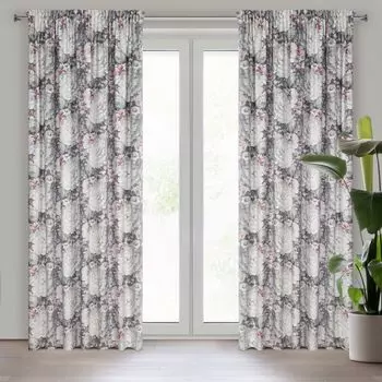 Штора LUCIA кремово-синяя 140х270 см с рюшами на ленте Eurofirany, бежевый