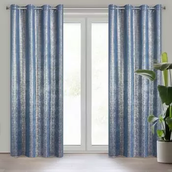 Штора MAGI черный бежевый 140х250 см люверсы штора на люверсах Eurofirany, темно-синий