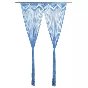 Штора макраме синяя 140х240 см хлопок DKD HOME DECOR, синий