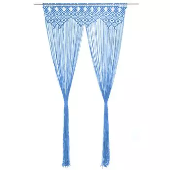 Штора макраме синяя 140х240 см хлопок DKD HOME DECOR, синий