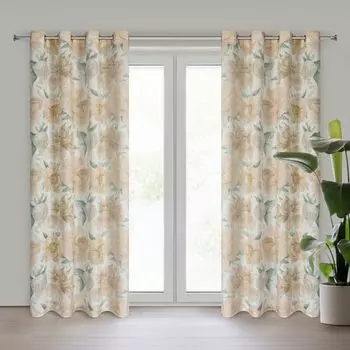 Штора MILA бело-оранжевая 140х250 см люверсы штора на люверсах Eurofirany, коричневый