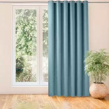 Штора Милана из синели с подвесными серебряными люверсами - Непрозрачная штора с люверсами 280 x 175 см (Ш x В), Голубой HOMEDE, светло-синий