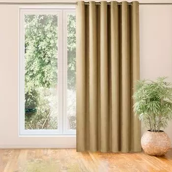 Штора Милана из синели с подвесными золотистыми люверсами - штора с люверсами непрозрачная - 560x225см (Ш x В) светло-коричневый HOMEDE