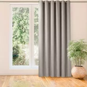 Штора Милана Синель с подвеской на люверсах золотого цвета - штора на люверсах непрозрачная-420х245см (Ш х В) графит HOMEDE